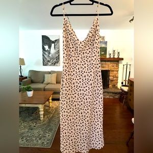 Cowl neck beige floral dress